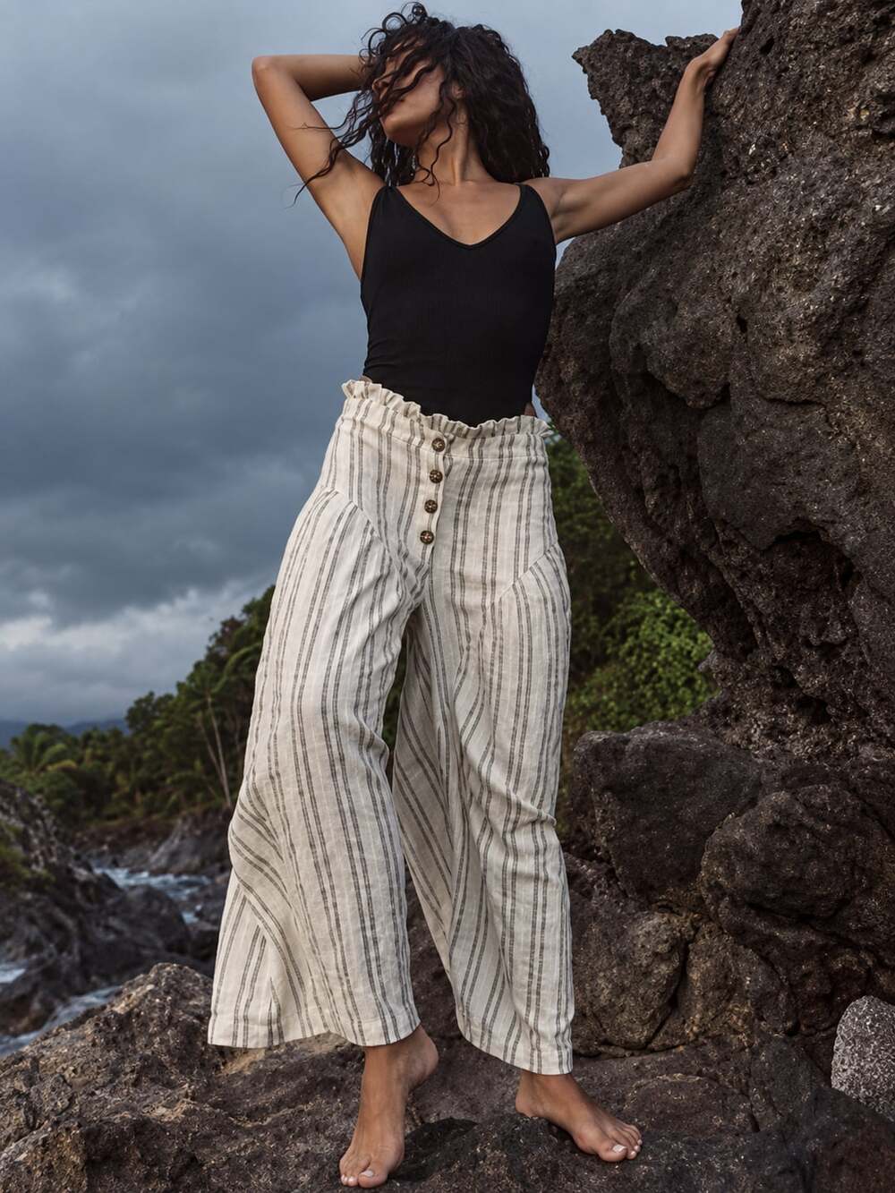 Free People Poppy Wide Leg Pants Size XS Striped Boho